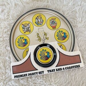 Vintage 1960s Party Tray & Coaster Set